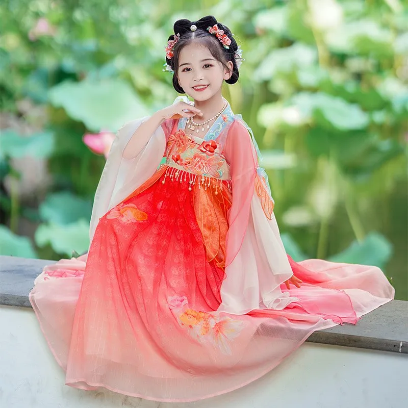 Chinese Hanfu Dress for Kids, Girl Carnival Cosplay Costume, Antiga Criança Tradicional Hanfu, Dança, Bonito Presente de Natal