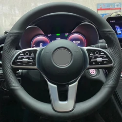 DIY Car Steering Wheel Cover Non-slip Black Artificial Leather For Mercedes Benz A Class 2019-2020 GLC GLB 2020 CLS 2018-2020