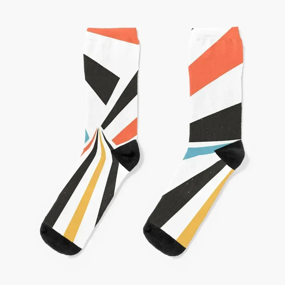 

Colliding Pathways - dazzle camouflage 60s mod Socks Non-slip sports and leisure Crossfit moving stockings Socks Women's Men's