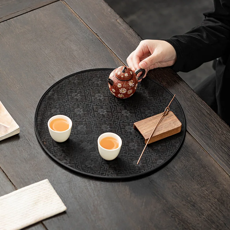 Fragrant gauze tea mat new Chinese Zen high-end light luxury tea mat anti-kettle bearing mat round dry tea set accessories
