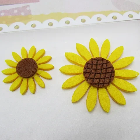 

10pc 4/6/8cm Sunflower Felt Fabric Felt Pads Cloth Appliques Patches Wedding Party Scrapbooking Decoration Garment Ornament Craf