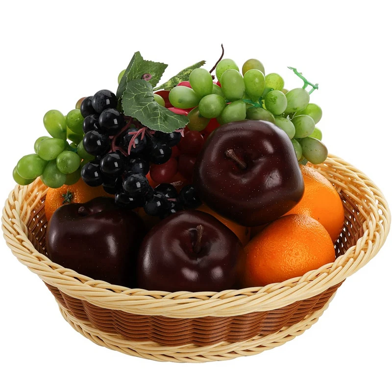 Cestini per pane intrecciati da 3 pezzi, impilabili, porta alimenti, imitazione cestino in rattan per cucina