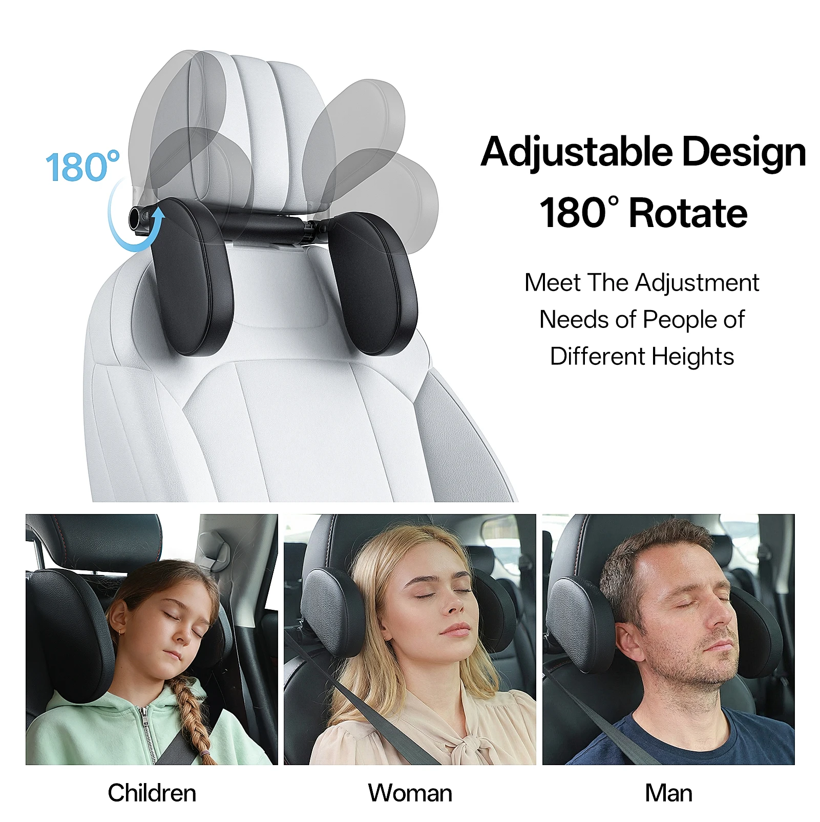 Multifunctional Car Headrest Neck Support with Hidden Hanger, 180° Rotation Universal Car Interior Accessory - Detail 1