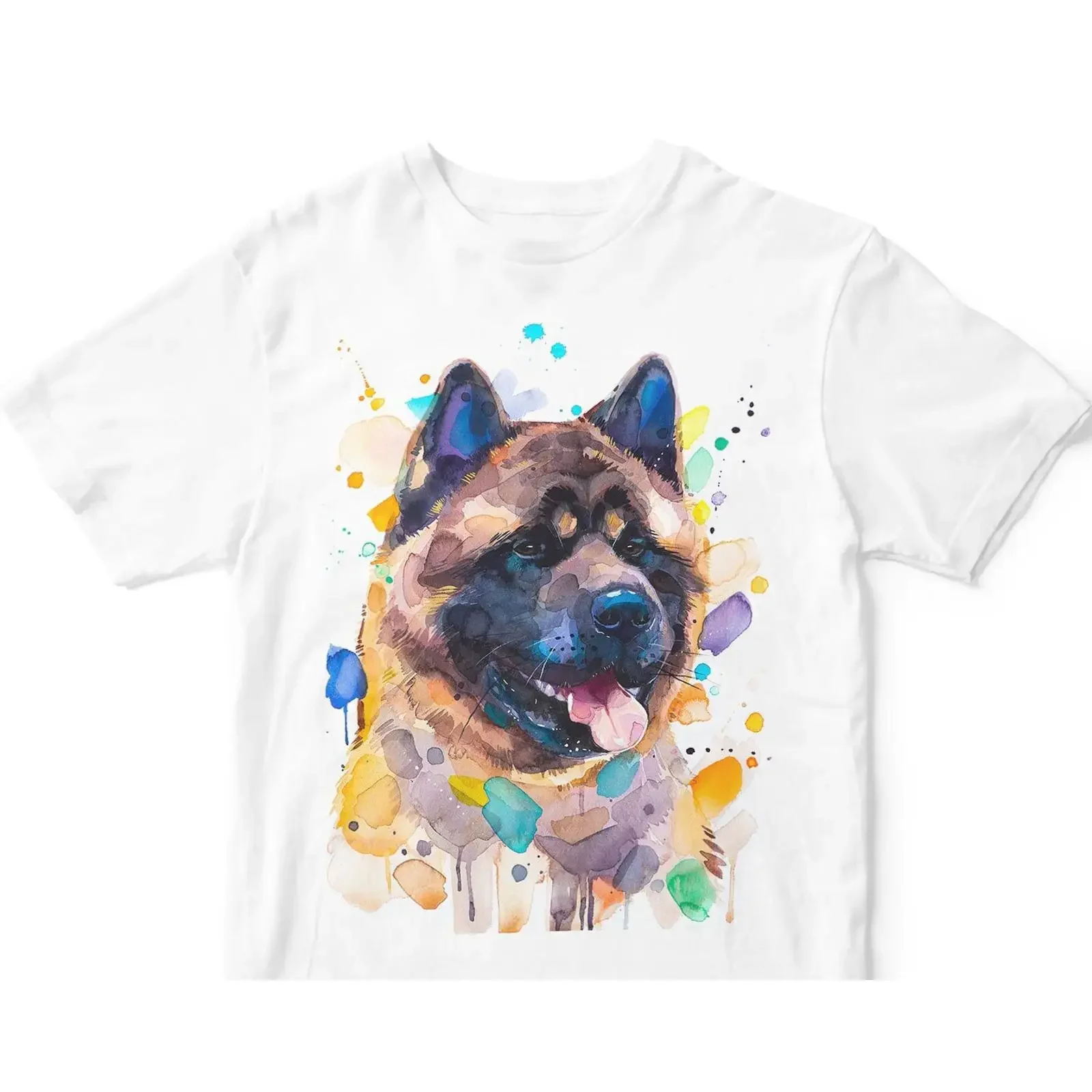 Camiseta con estampado de acuarela de perro Akita americano, 100% algodón hilado, tallas XS-XXL, estilo vintage, ligeramente versátil, para hombre