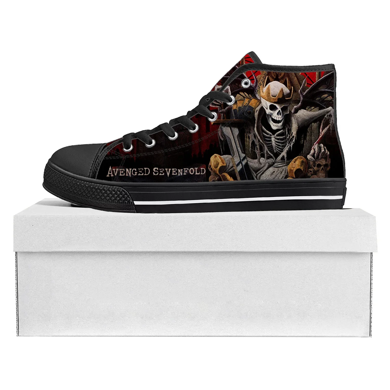Avenged Sevenfold A7X High Top High Quality Sneakers Mens Womens Teenager Canvas Sneaker Casual Couple Shoes Custom Shoe Black