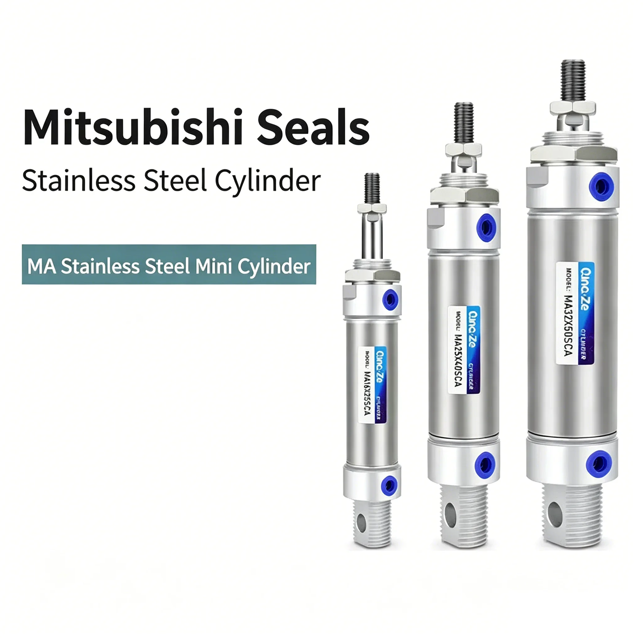 HLH MA Pneumatic Air Cylinder Stainless Steel Mini Double Acting Single Rod 16/20/25/32/40 Bore 10~500mm Stroke MA32