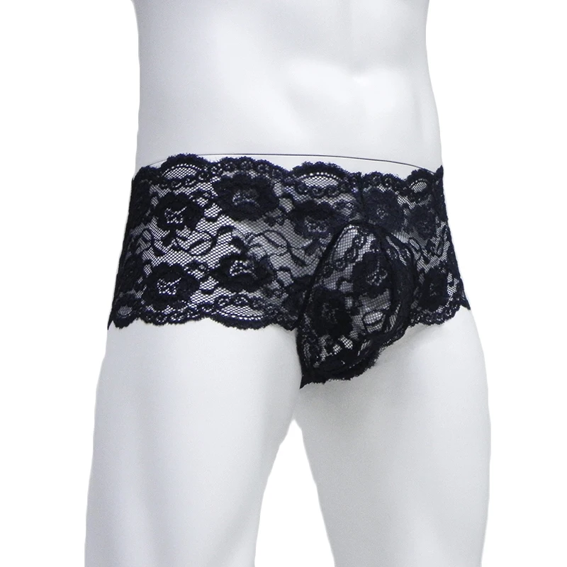 

2 шт., мужские сексуальные кружевные трусики, прозрачное нижнее белье, экзотическое нижнее белье, сетчатые боксеры с флорой, дышащие мужские Hombre Cueca