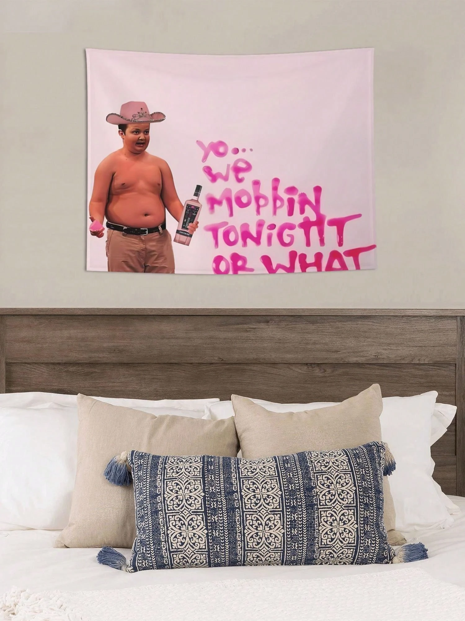 Gibby Meme Tapestry Funny Wo Mobbin Tonight Or What Wall Hanging Polyester Art Poster Backdrop for Dorm Bedroom Living Room Part