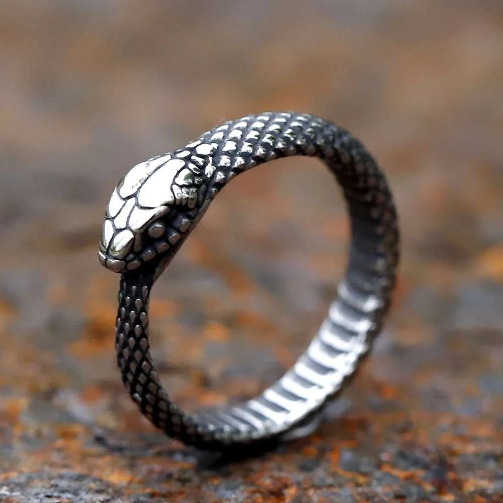 2023 NEW Men's 316L stainless-steel rings Viking Snake head animal Amulet RING for teens fashion Jewelry Gifts free shipping