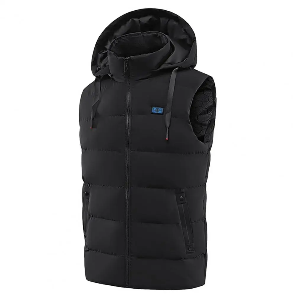 Heating Vest Zipper Closure Quick Heating Eleven Heating Zones Stand Collar Hoodie USB Electric Heating Vest for Unisex