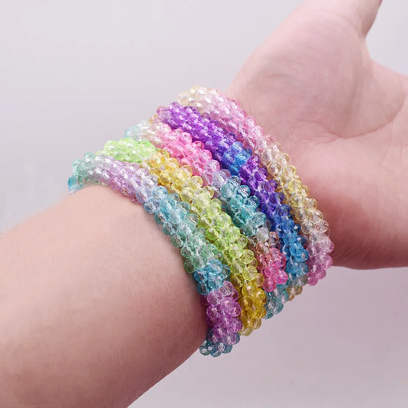 التدرج اللون العصرية حبة سوار مطاطا اليدوية ستراند أساور للنساء هدية جديدة الشعر التبعي الزجاج الخرز سوار