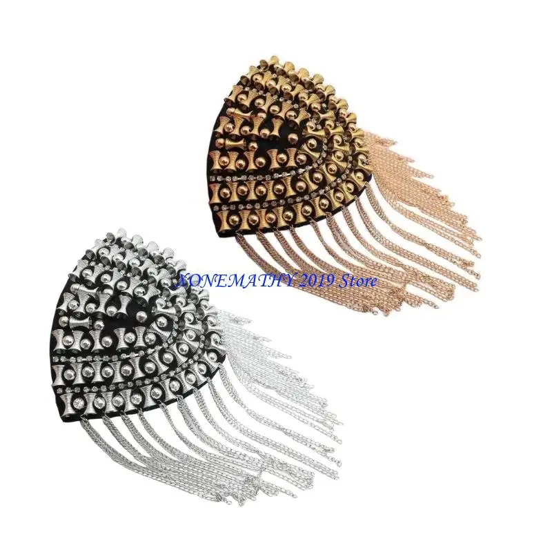 

F42F Detachable Metallic Chain Epaulet For Uniform Upgrades Costume Design Projects And Themed Parties