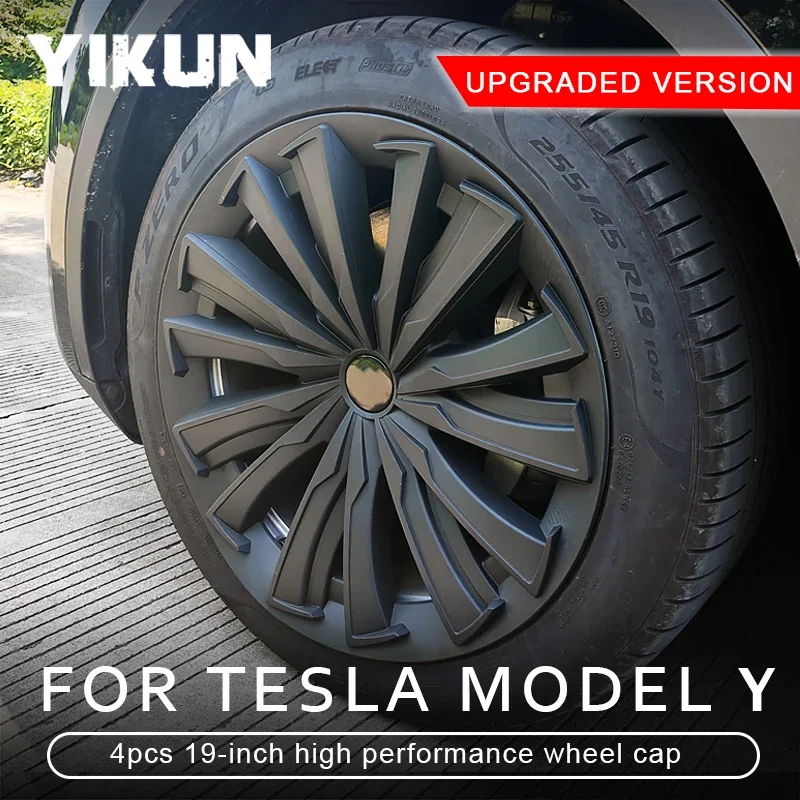 4PCS Hub Cap 19-Inch Performance Replacement Wheel Cap Automobile Hubcap Full Rim Cover Accessories for Tesla Model Y 2018-2023