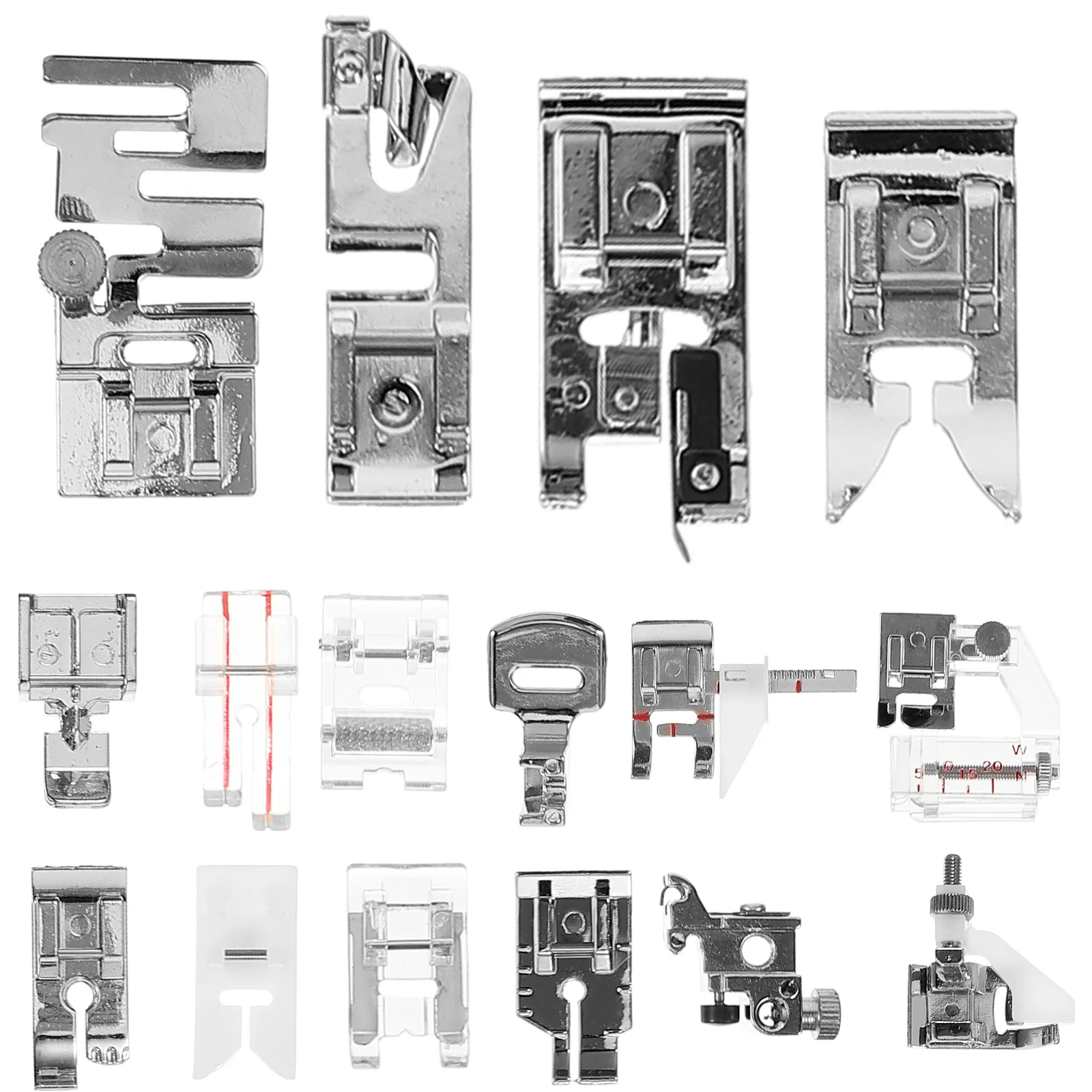 16 قطعة أجزاء ماكينة الخياطة أقدام الضغط المعدنية للاستخدام المنزلي والصناعي مقاومة للاهتراء استبدال خياطة الملحقات