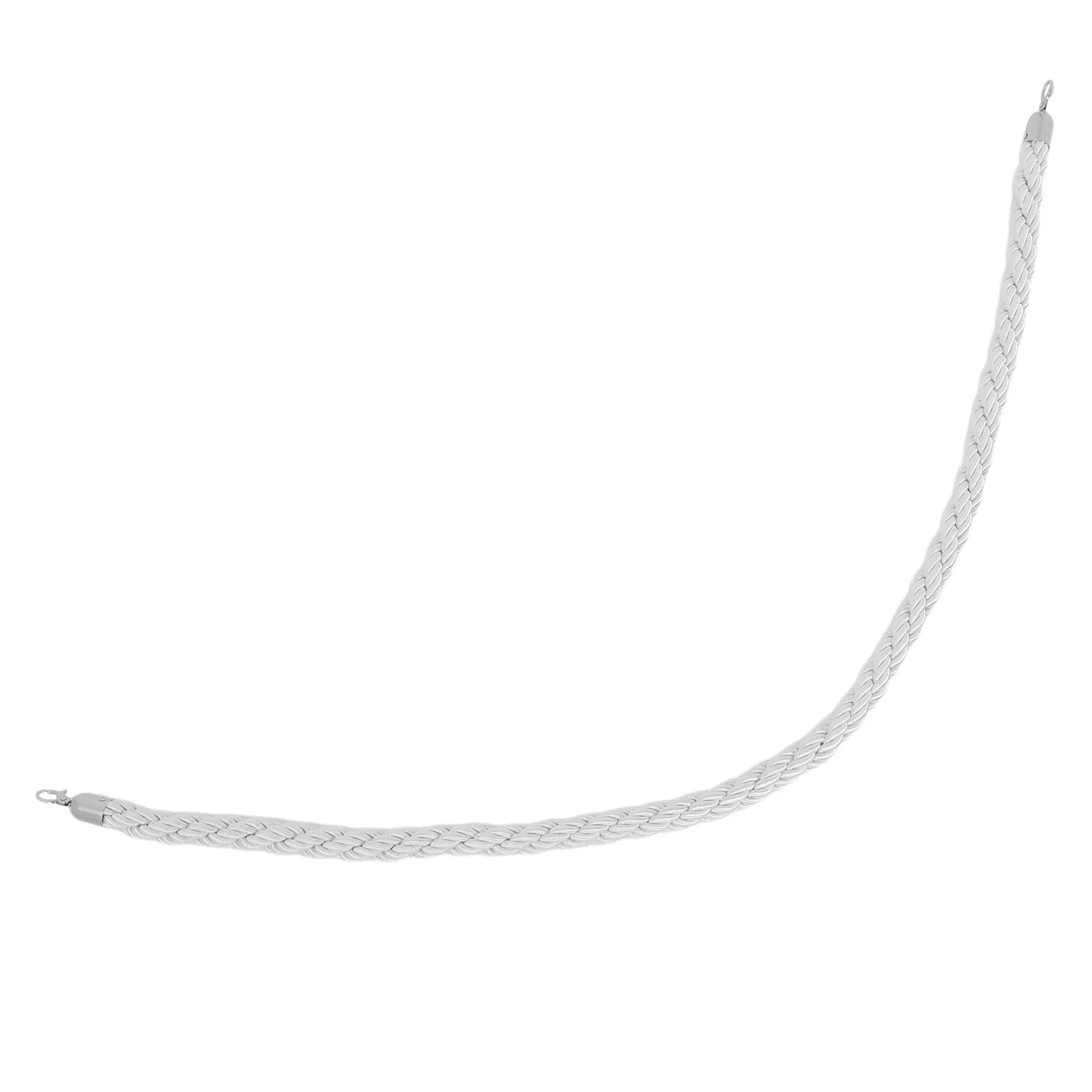 White Braided Stanchion Rope Barrier Heavy Duty Queue Control Rope Chrome Hooks Event Theater Ropes