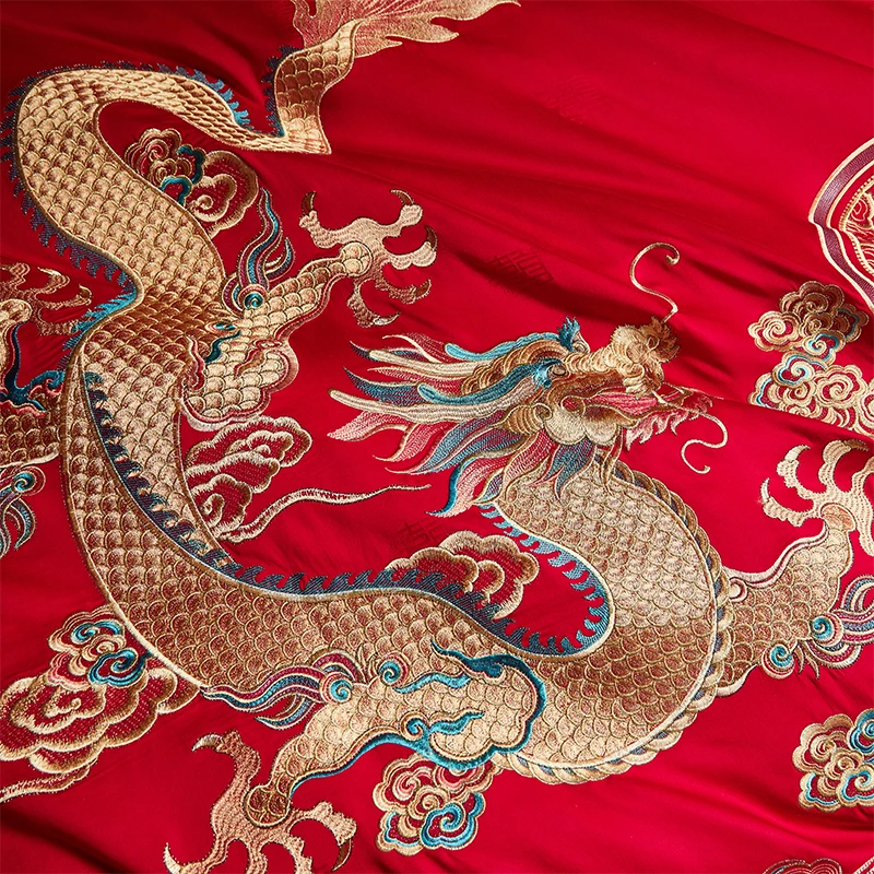 100/140CT Long-staple cotton Chinese-style wedding festive 4-pcs duvet cover set a witness to marriage and love, home decoration