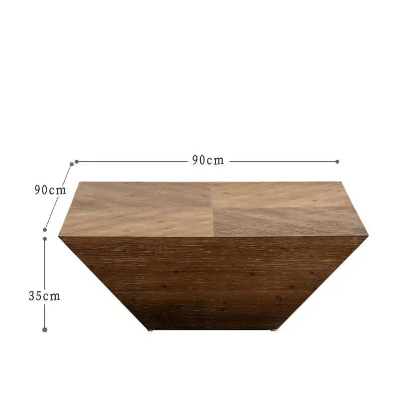 Wabi-sabi retro old square coffee table small apartment living room Nordic light luxury solid wood tea table B & B hotel table