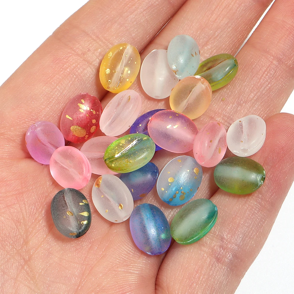 100 Stück zweifarbige, goldfarbene, mattierte Acrylperlen, Kaffeebohnen-Form, lose Abstandsperlen für die Schmuckherstellung, DIY-Armband, Halskette, Zubehör – Detail 5