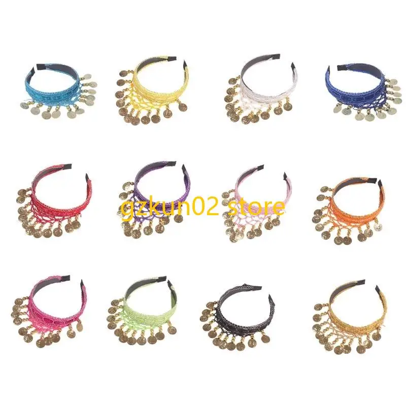 

KXRB Ethnic Gold Coin Hairpiece Costume Headband for Traditional Dance Enthusiasts and Cultural Event Gathering Performances