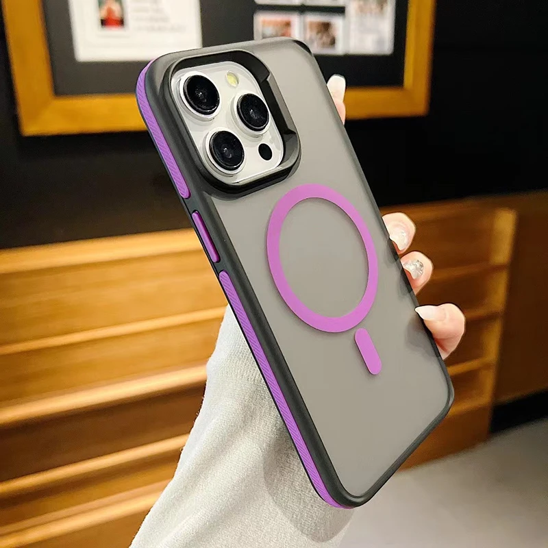 

Luxury Frame Colorful Matte Translucent Magnetic For Magsafe Case For iPhone 16 14 11 12 13 15 Pro Max Wireless Charging Cover