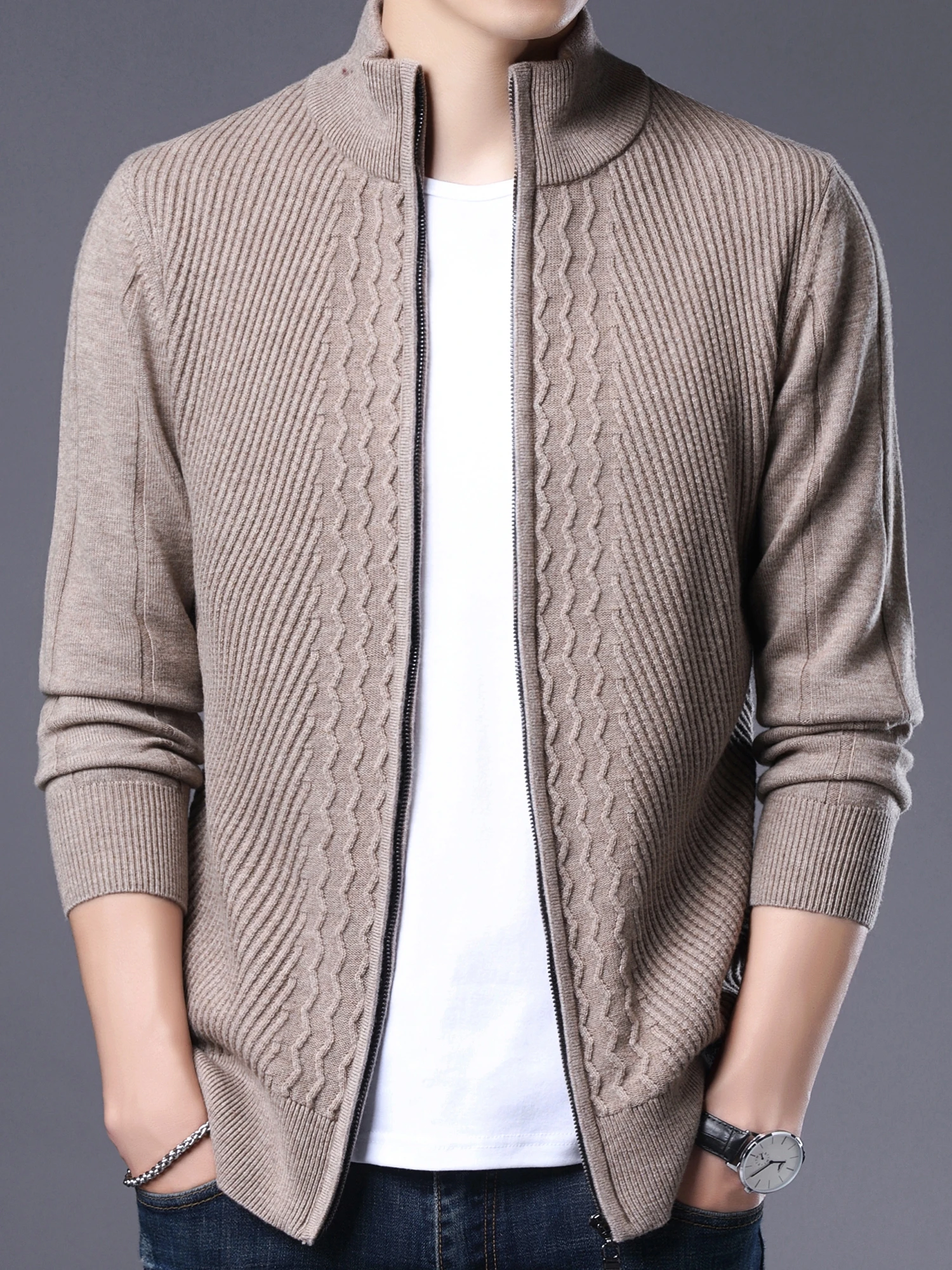 Mens Winter Cardigan zipper Sweater Male Knitted  thick Winter Korean Style Fashion Casual Knitted men Sweatercoats