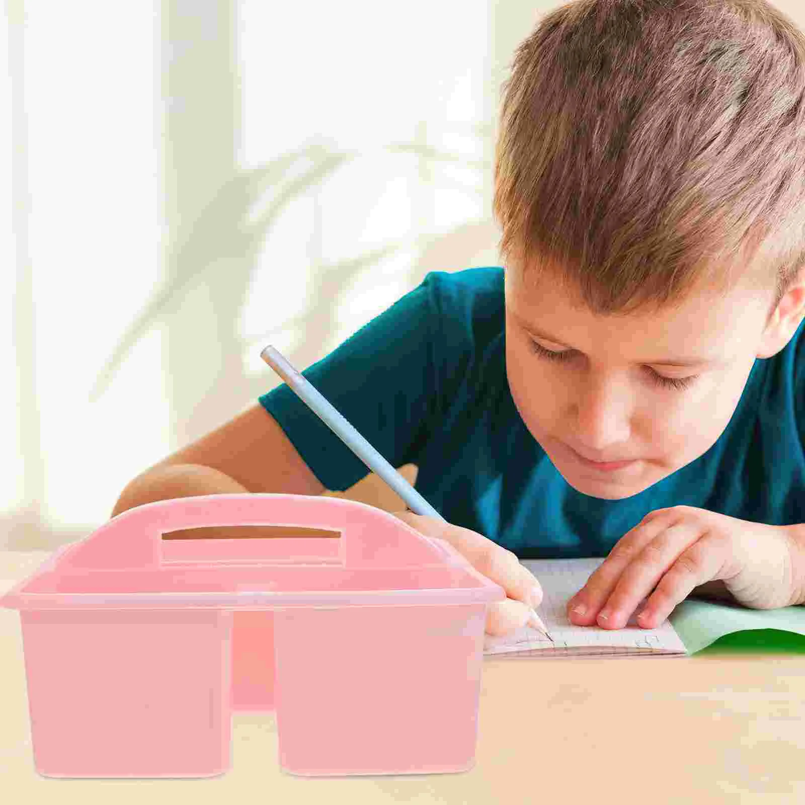 Portable Compartmented Storage Basket Plastic Shower Caddy Organizer Pink Office