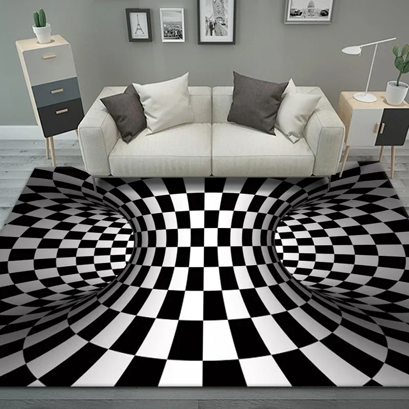 Trap vision carpet living room tea table mat 3D geometric illusion mat manufacturers