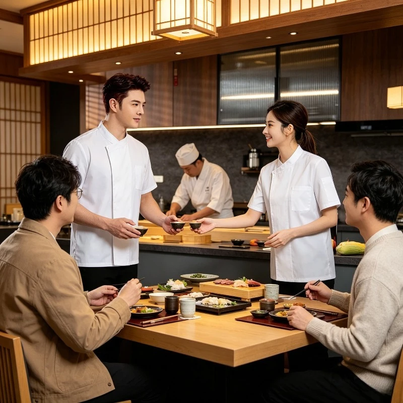 Uisex Slanted Collar Solid Color Simple Chef's Clothing, Catering, Hotels, Restaurants and Other Multi Scene Adaptation
