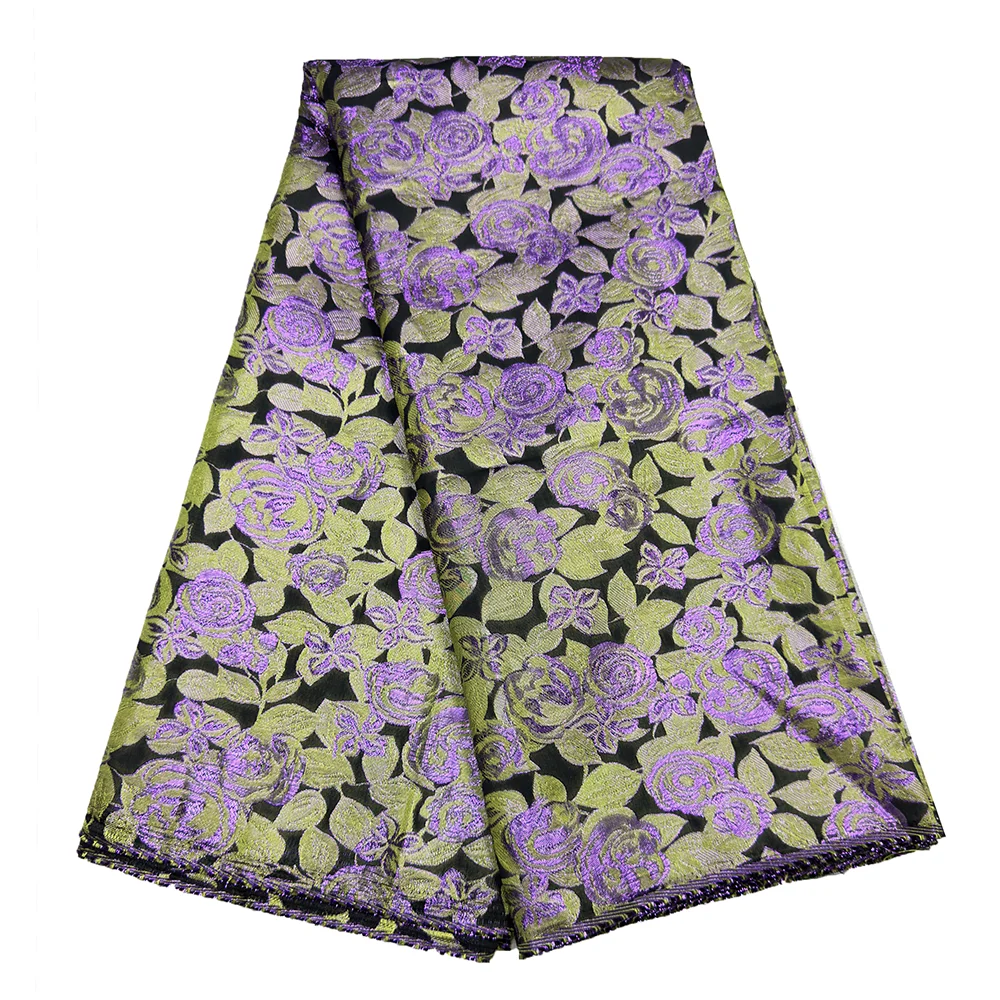 Лидер продаж, жаккардовая парчовая кружевная ткань, африканское нигерийское кружево для вечернего платья, материал для шитья, модная парча с позолотой, 5 ярдов