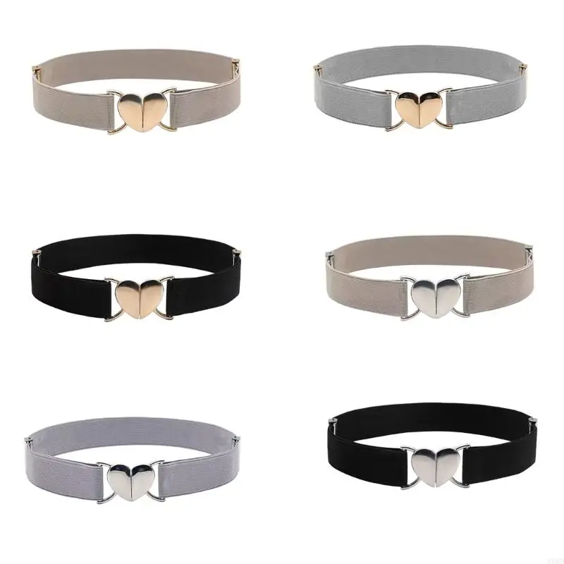 

Womens Stretchy Belt 1950s Wide Elastic Belts Heart Buckle Elastic Waist Belt Jeans Pant Belt No Show Stretch Belt
