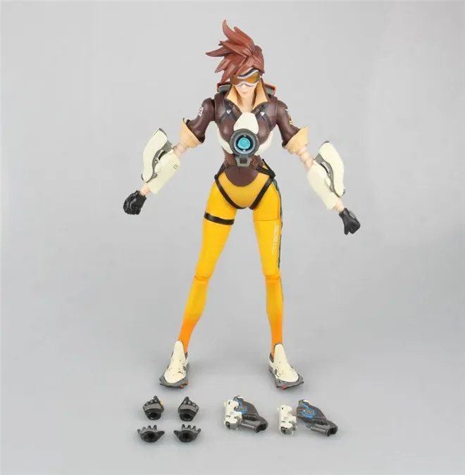 Collection 27cm Hot Game OW Over watch Tracer Action Figure with Light Exquisite model home Bookshelf Decoration kids Gift