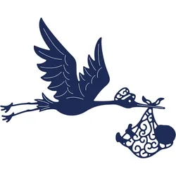 1pc Stork Metal Cutting Dies for DIY Scrapbooking Easter Birthday Wedding Cards Making Album Envelope DecorationMatte Platinum