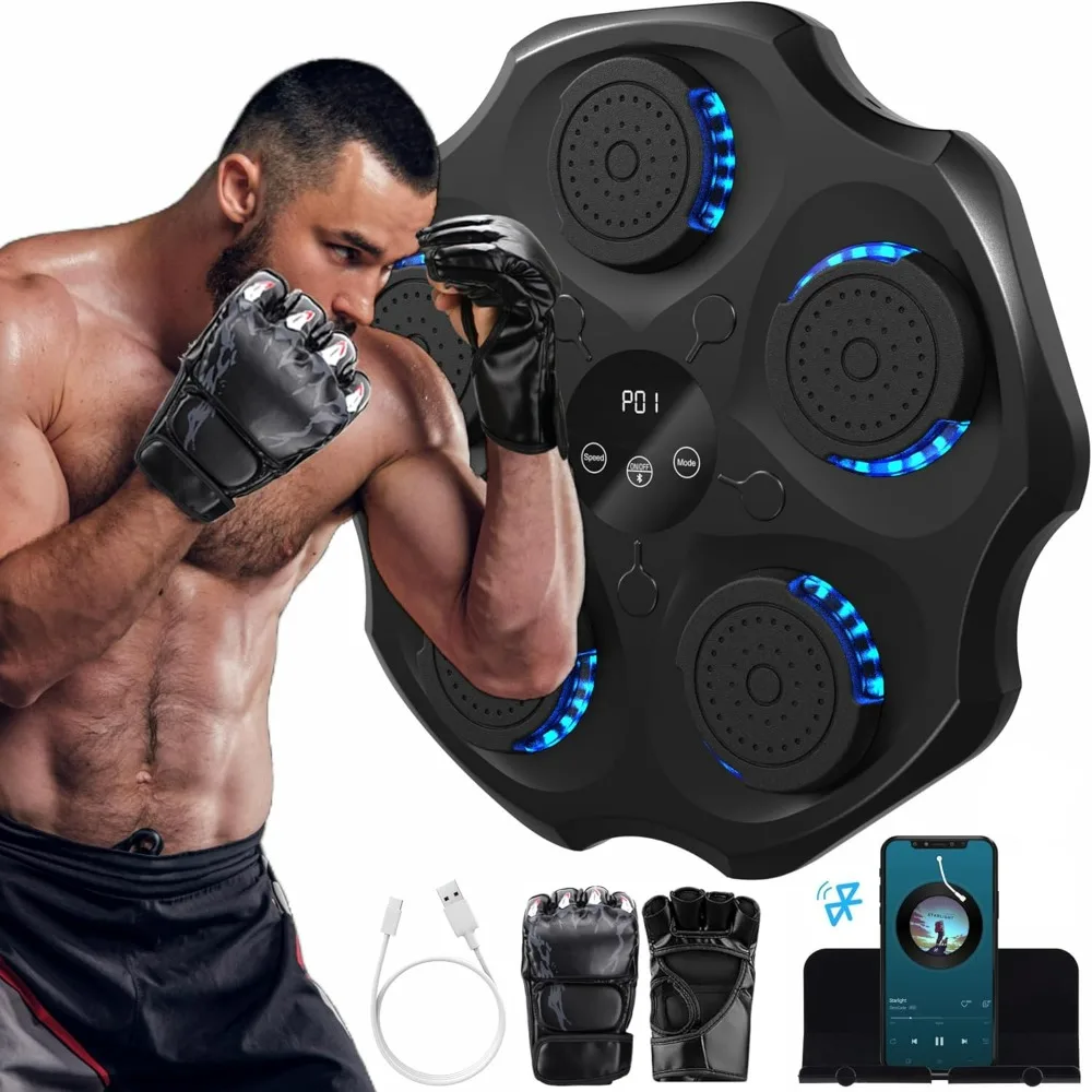 Music Boxing Machine with Gloves, Smart Bluetooth Boxing Machine Wall Mounted, Fun-filled Home Boxing Music Workout Equipment.