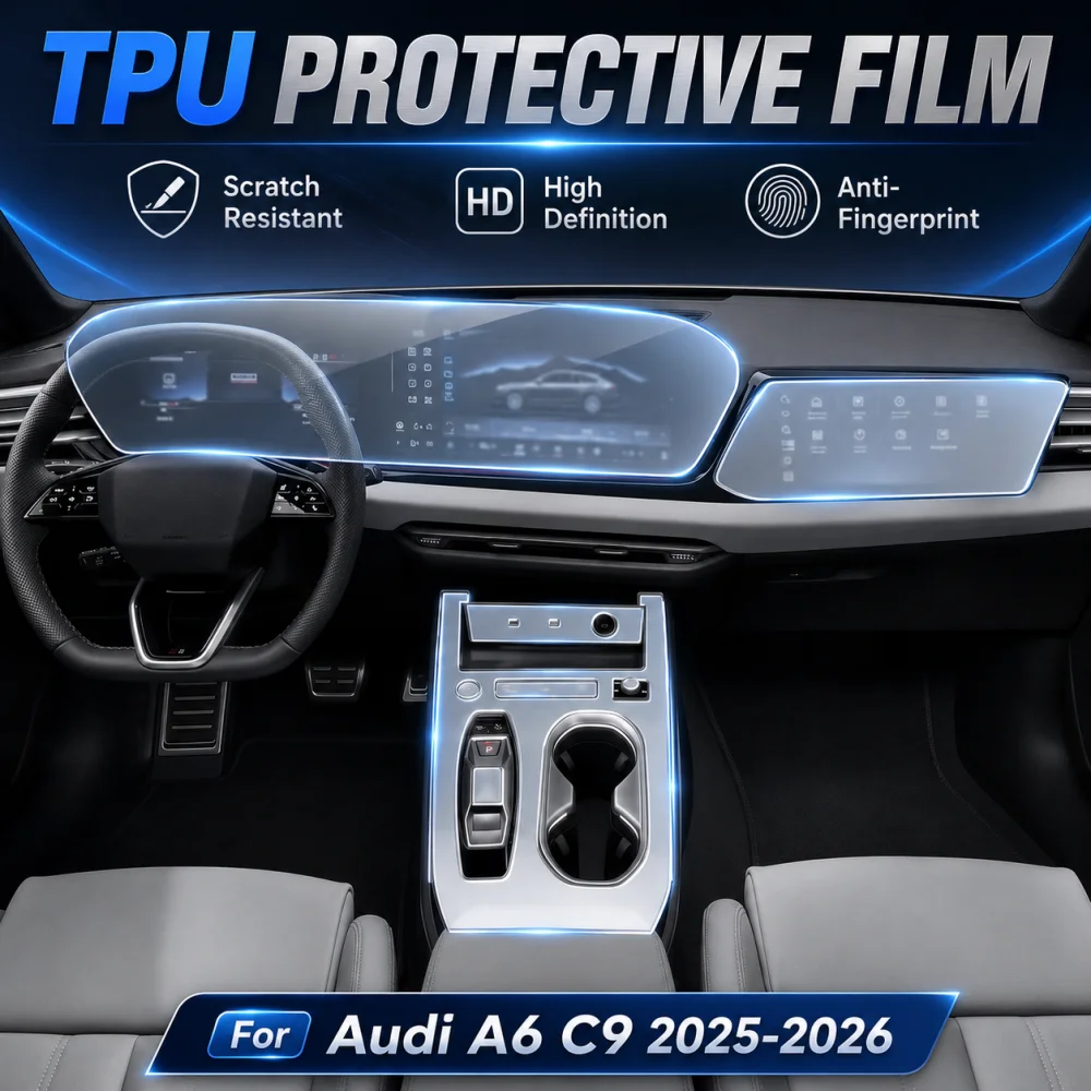 Automotive Interior Center Console Protection Sticker LCD Display TPU Protective Film Refit PPF For Audi A6 C9 2025-2026