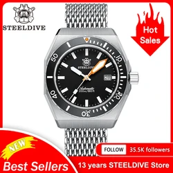 STEELDIVE Brand SD1963 New Arrival Black Dial Ceramic Bezel 200M Waterproof NH35 Automatic Mechanical Mens Dive Watches Reloj