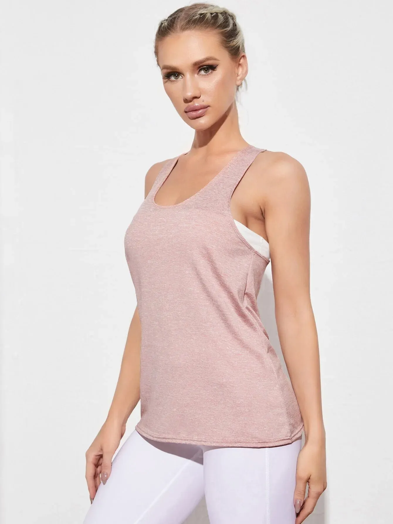 Yoga Fitness Vest Hollow Solid Color Sports Blouse Women BX1477