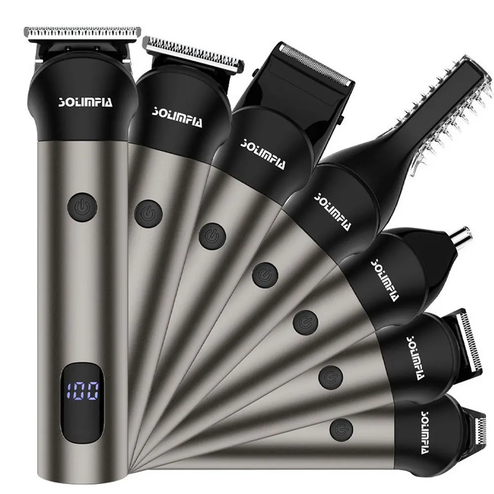 Solimpia 7-in-1 Smart Shaver Portable Electric Beard Razor Men's Multi-Function Digital Display Washable Intelligent Beard Trimmer