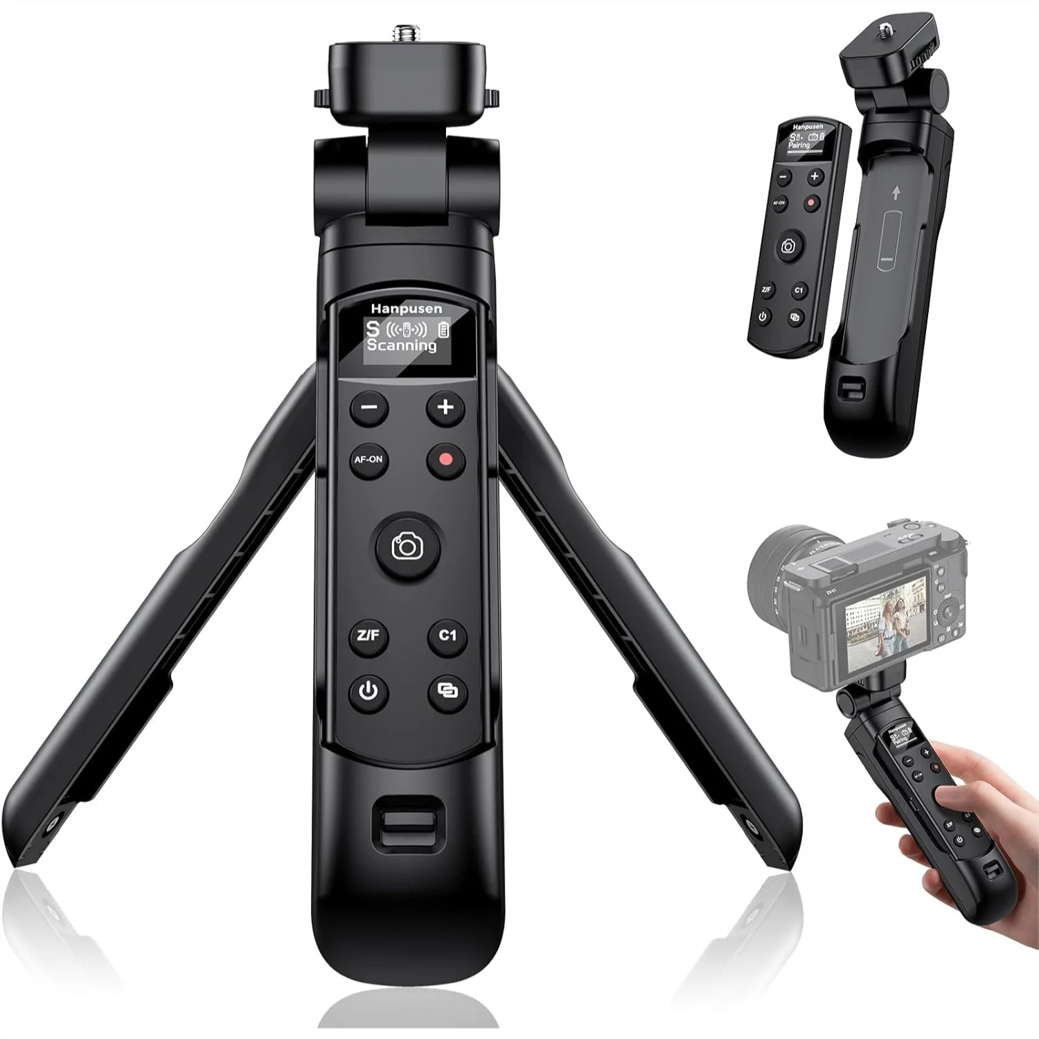 

Tripod Wireless Shooting Grip with Shutter Release for Sony Cameras, Mini Tripod with Rechargeable Remote Control and OLED