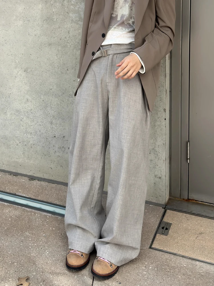 ey High Waist Wide Leg Pants Men's Autumn Thin High-End Feeling Deconstructed Slimming Trousers A-Line Drape Sle
