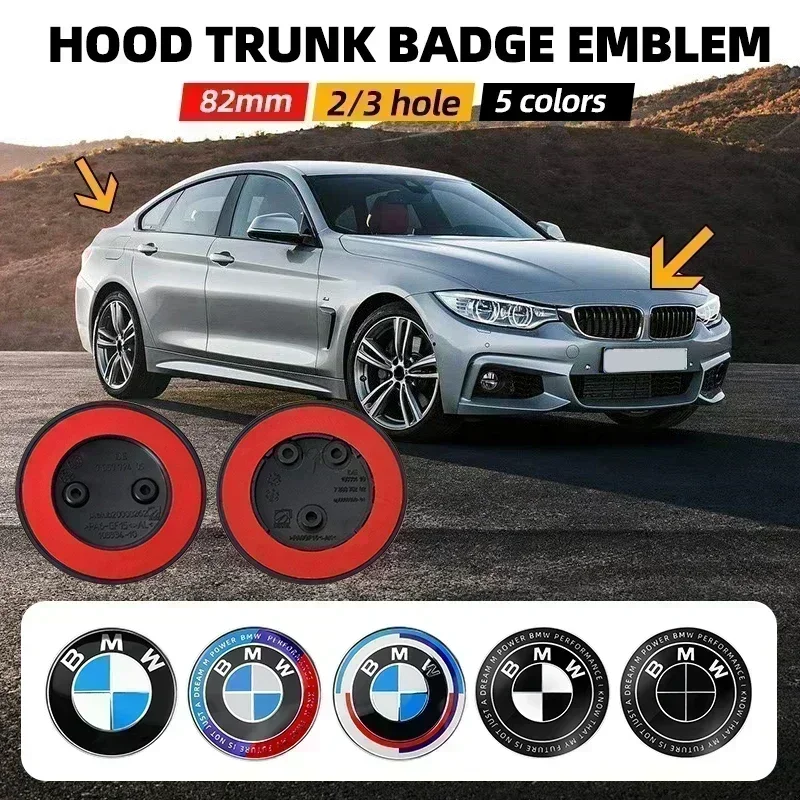 

1pcs 82mm ABS 2 3 Hole Car Bonnet Hood Front Rear Trunk Badge Logo Emblem Sticker for BMW E87 E46 E28 E60 G20 G03 G05 F10 E93