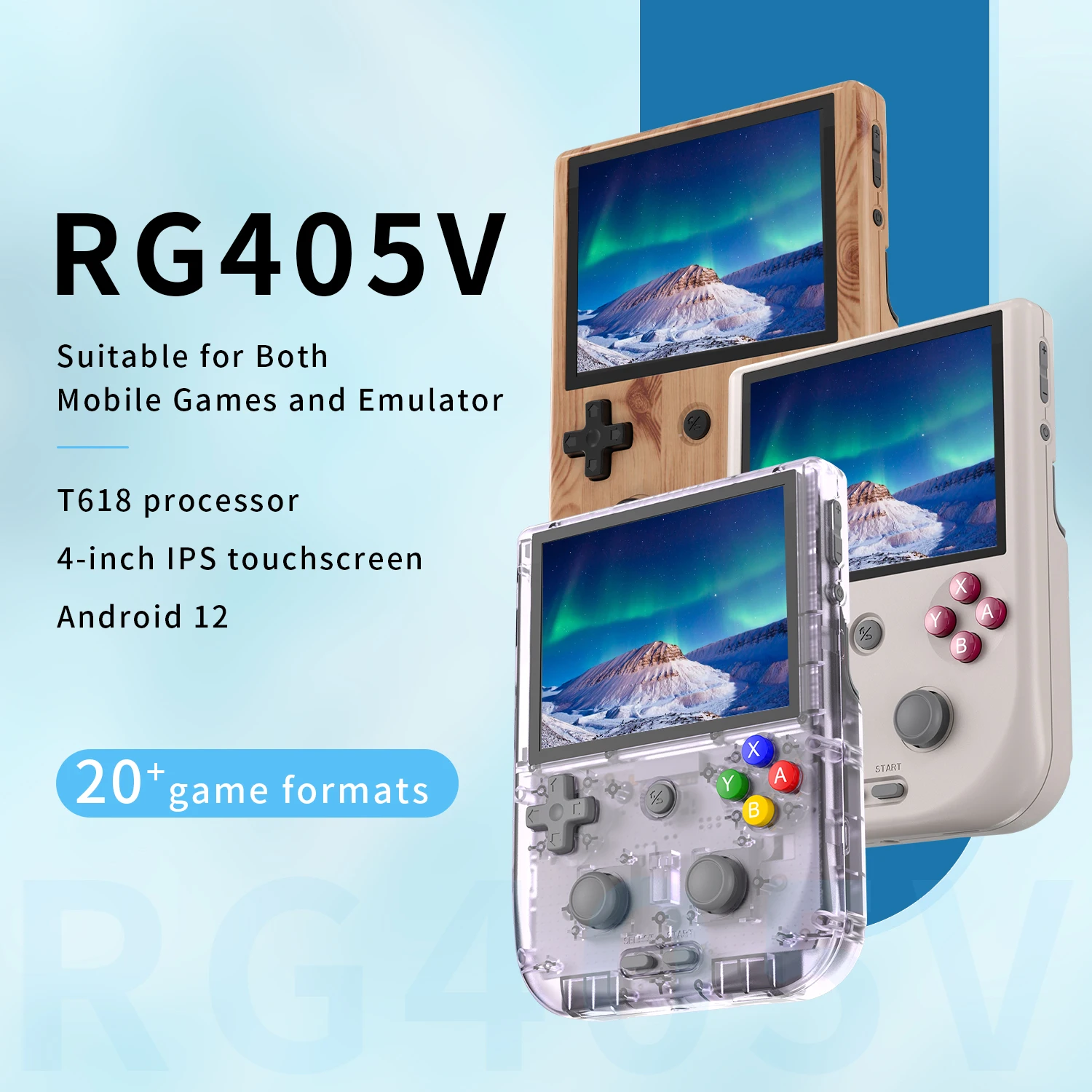 RT Portable For RG405V Handheld Game Console 4 inch Screen 4GB+128GB Many  Dual Open Source System 5500mAh Gaming Player