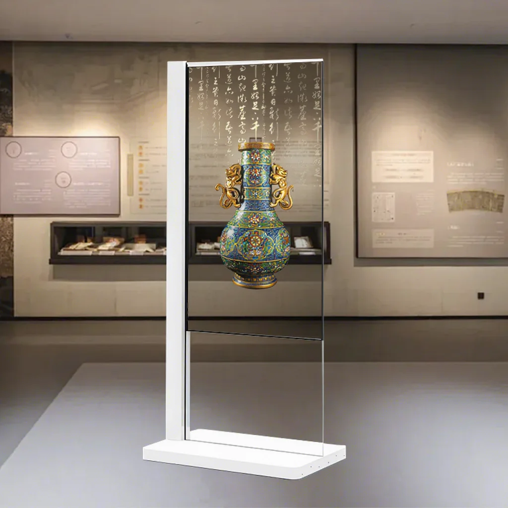 55 Inch Ad Display Ultra Thin Floor Standing Transparent OLED Touch Screen for Retail Store