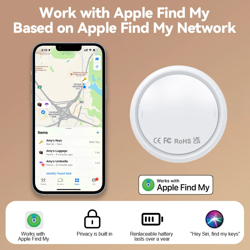 Smart Tag for Apple Airtags Tracker find my apple Bluetooth Tracker GPS with Tuya Anti Lost Item Locator for Luggage Suitcase