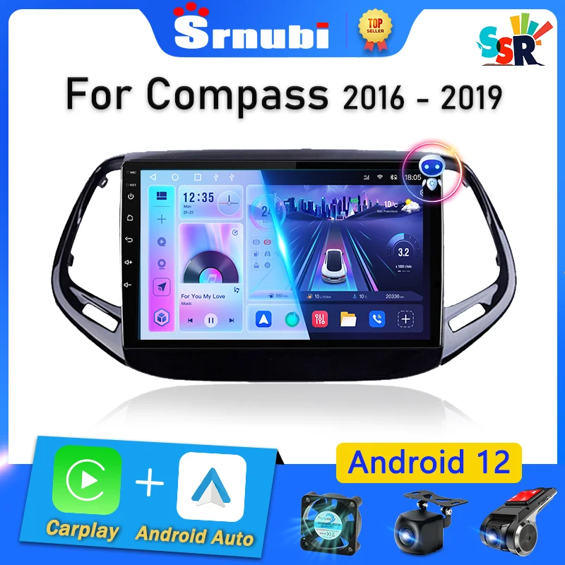 

Srnubi 2 Din Android 12 Car Radio for Jeep Compass 2 MP 2016 2017 2018 2019 Multimedia Player Carplay Stereo GPS DVD Head Unit