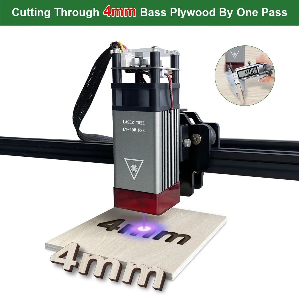 LASER TREE 40W Fixed Focus Laser Module with Metal Hood for CNC Laser Engraver Cuting Engraving Wood 450nm Blue TTL Module Tools