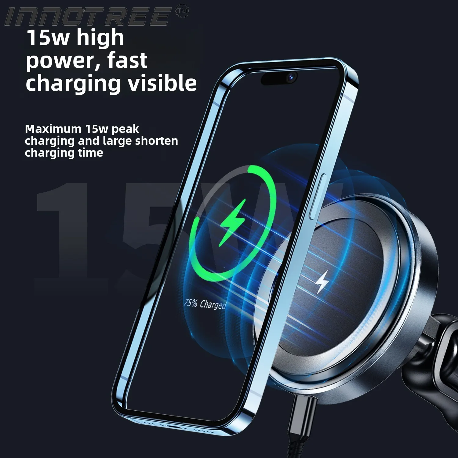 

INNOTREE Magsafe Cellphone Grip Stand 15W Fast Charger Car Wireless Charging Cradle Magnetic Phone Holder For Iphone 13 14 15 16