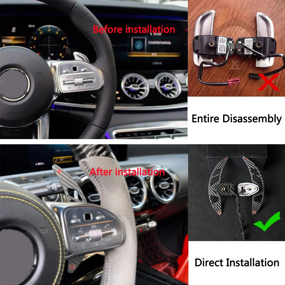 Madtracebz for Mercedes-Benz New Magnetic Paddle shift Complete Magneto-Absorbing T-Carbon Steering Wheel Paddle,