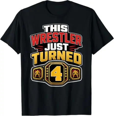 4. Wrestling-Geburtstag. Dieser Wrestler ist gerade 4 Jahre alt. T-Shirt für Jungen, Y2k, Wrestler-Liebhaber, Sportler, grafische Kleidung, Humor, Baumwollkleidung – Detail 7