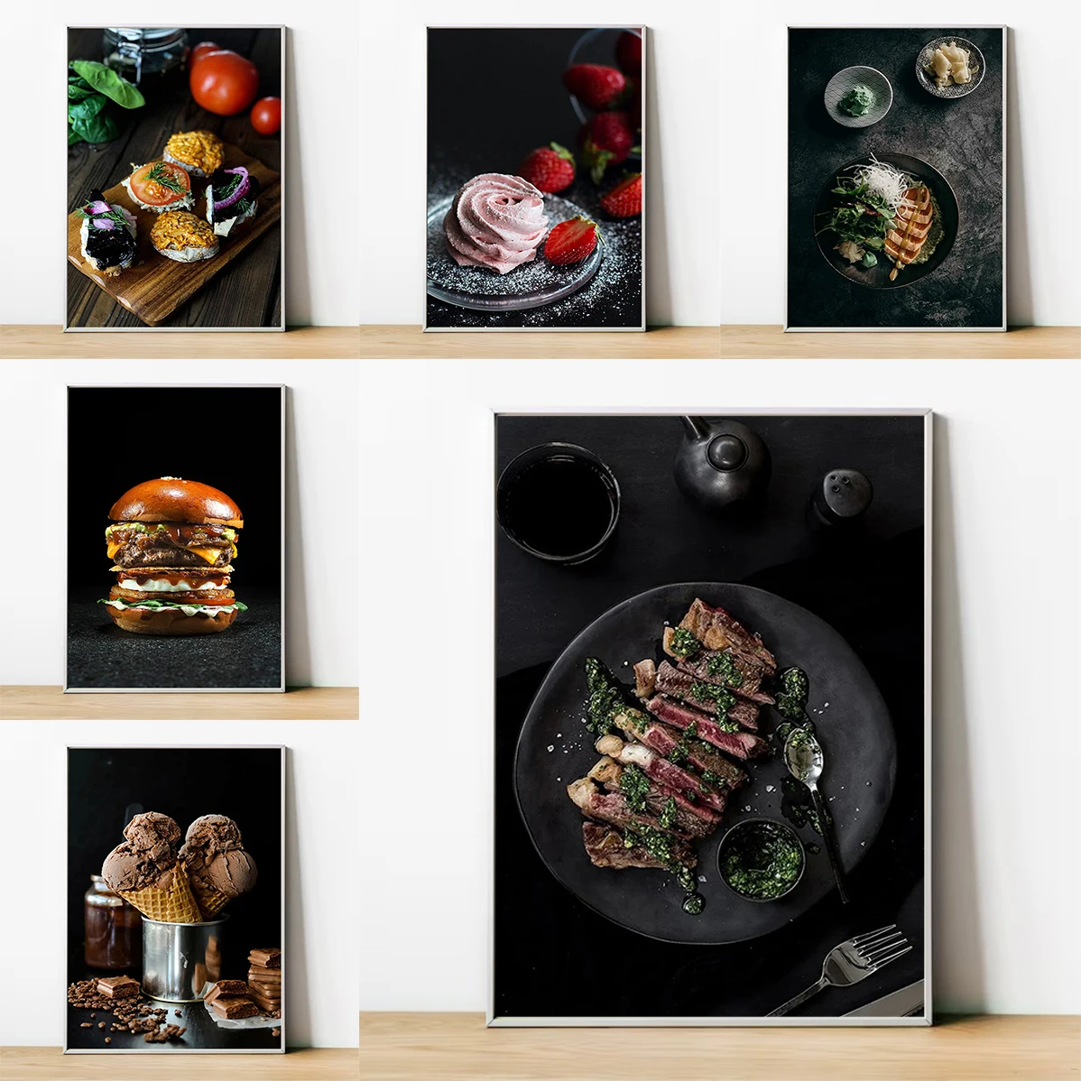 

Posters for Wall Art Delicious Food Burger Ice Cream Bread Poster Restaurant Decoration Painting Kitchen Decoration Canvas Decor