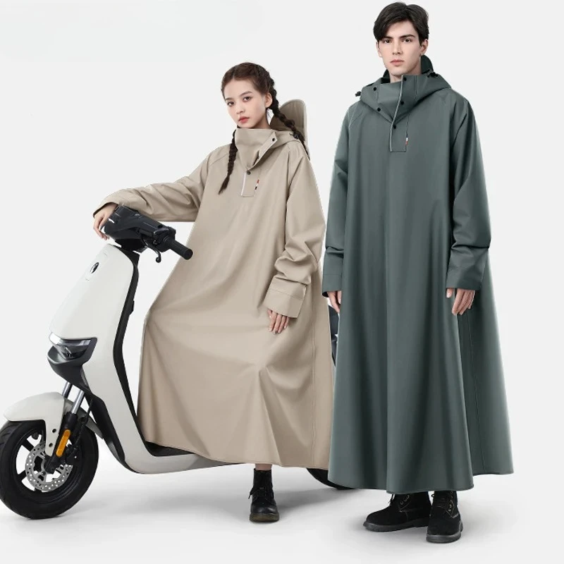 Unisex Thick Oxford Waterproof Rain Poncho Long Loose Oversize Hooded Fashion Raincoat - Rain Gear Rainwear